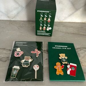 Starbucks 2025 holiday Enamel Pin Set. Include 8 total pins.